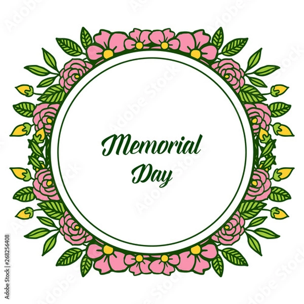 Fototapeta Vector illustration decorative card of memorial day with circular pink flower frame