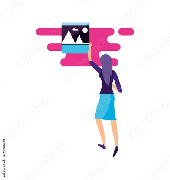 Fototapeta young woman with picture file format