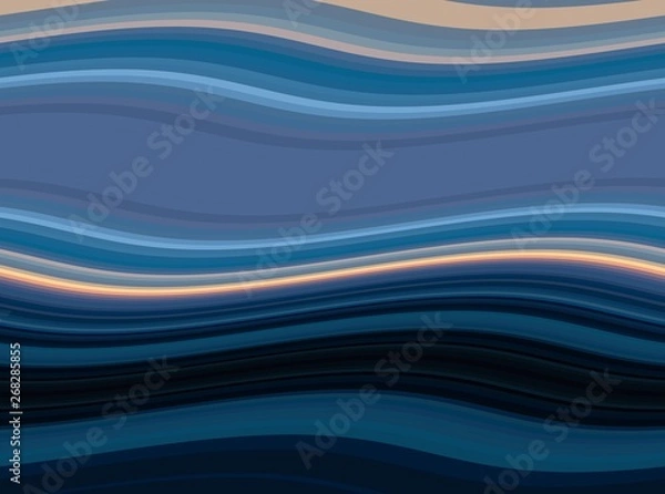 Fototapeta teal blue, very dark blue and tan colored abstract waves background can be used for graphic illustration, wallpaper, presentation or texture