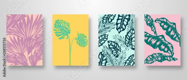 Obraz Set Invitation Card Leaves Background