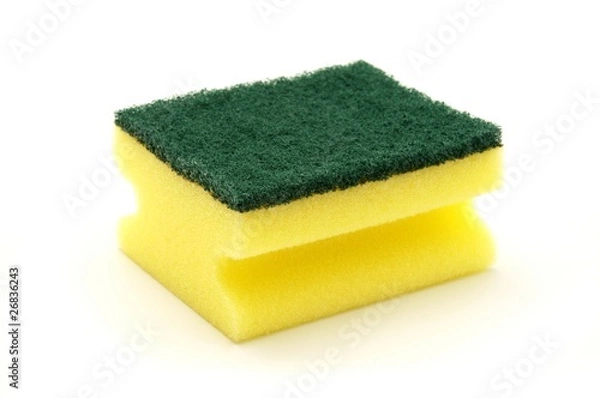 Fototapeta Artificial fibre sponge on a white background