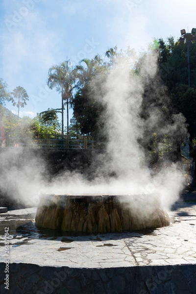Fototapeta Famous hot spring well in Raksa Warin public park, Ranong, Thailand.