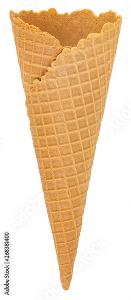 Obraz blank waffle ice cream cone isolated on white