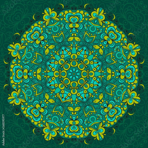 Fototapeta Round vector colorful hand drawn mandala