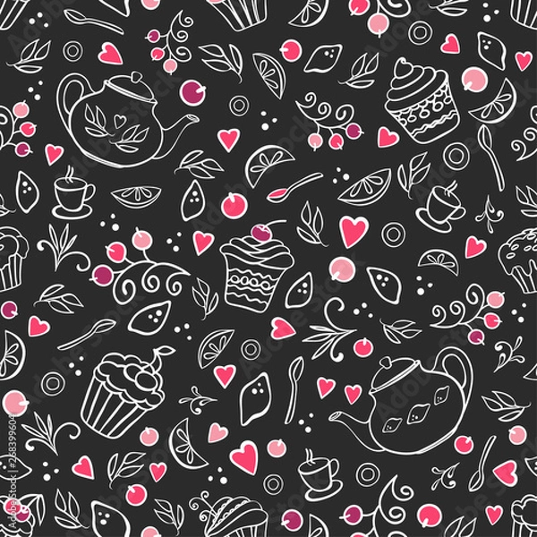 Fototapeta Tea time seamless pattern