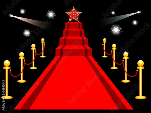 Obraz Red carpet on black background