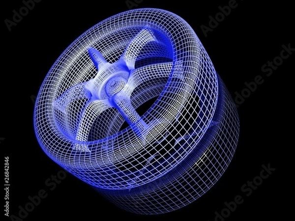 Obraz 3D model of wheel with reflection