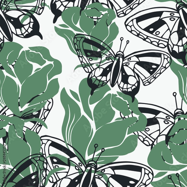 Obraz Beautiful seamless floral pattern background. 
