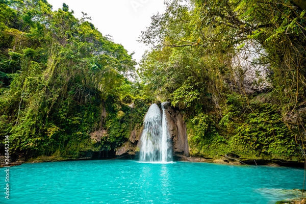 Fototapeta Kawasan Falls on Cebu island in Philippines, turquoise waterfalls
