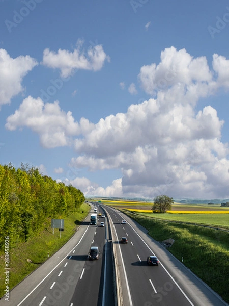 Obraz Highway. Transport. Rural. Fields. Blue. Sky