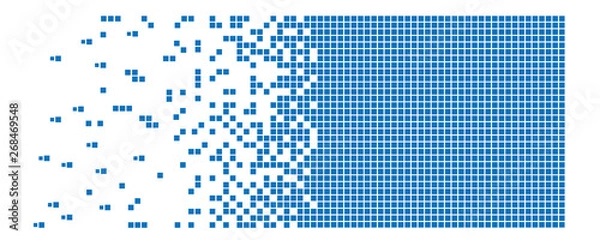 Obraz Dissolved filled square dotted vector icon with disintegration effect. Rectangle items are grouped into disappearing filled square form