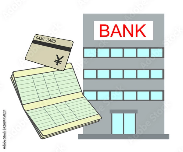 Obraz 銀行と預金通帳とカード