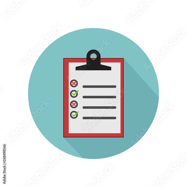 Obraz Flat illustration of clipboard with checklist icon for web