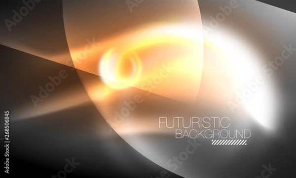 Fototapeta Blurred neon glowing round shapes, abstract circles and lights