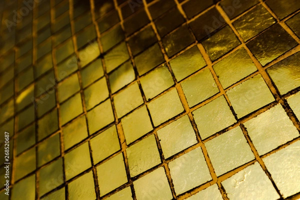 Obraz Beautiful closeup textures abstract tiles and gold color glass wall background and art wallpaper