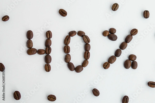 Obraz  Percent sign, 40%, discount, promotion, coffee beans
