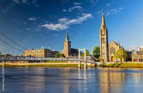 Fototapeta Impression of Inverness and the Greig Street Bridge in Scotland