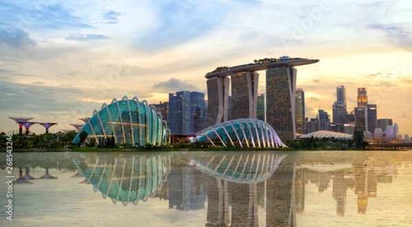 Obraz Panoramę Singapuru o zachodzie słońca