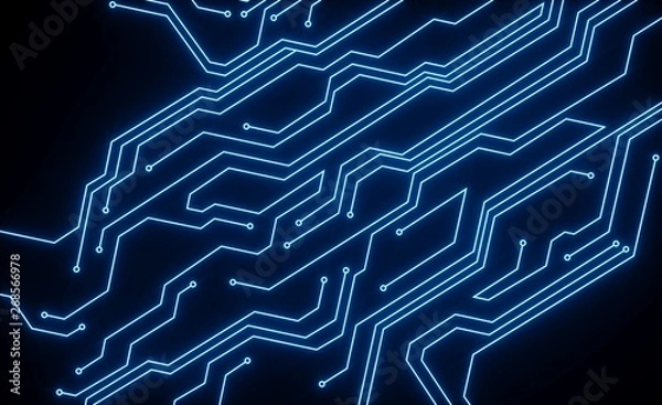 Obraz Micro scheme elements design. Abstract technology, IT thematic background.Hi-tech digital technology concept. - 3d render