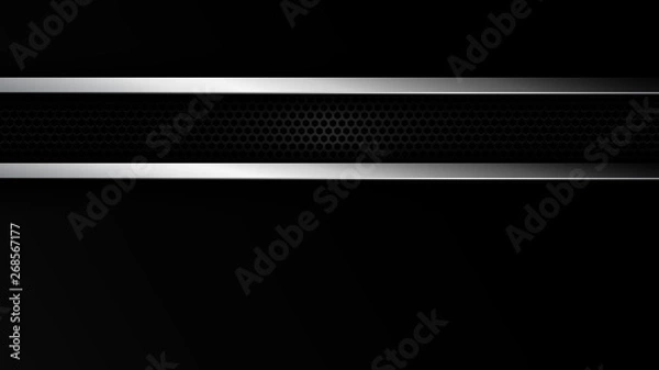 Fototapeta Abstract Layered Black Chrome Trim Automotive Background for all business company with high end look