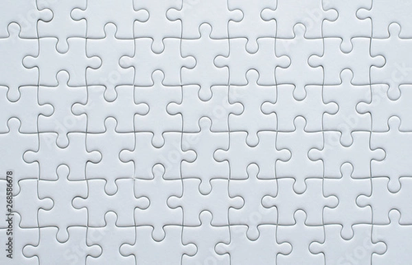 Obraz Puzzle pieces grid,Jigsaw puzzle white colour,Success mosaic solution template,Horizontal