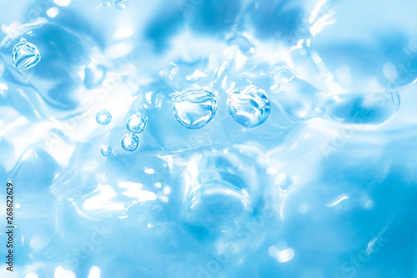 Fototapeta 水の泡と水面、水中の素材。健康や医療、環境、ライフスタイルのイメージ。
