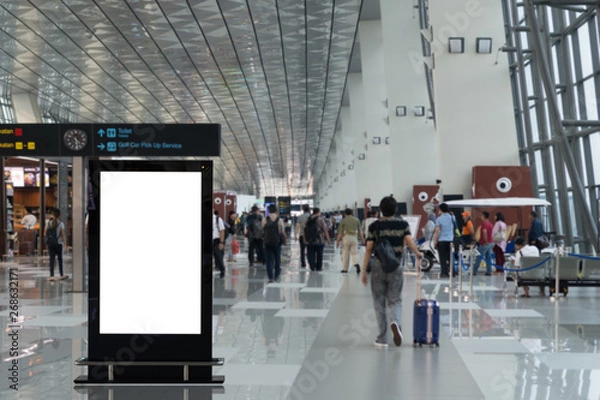 Fototapeta beautiful blank advertising billboard at airport background large LCD advertisement