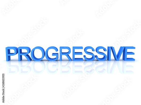 Fototapeta 3D Rendering of blue text saying progressive