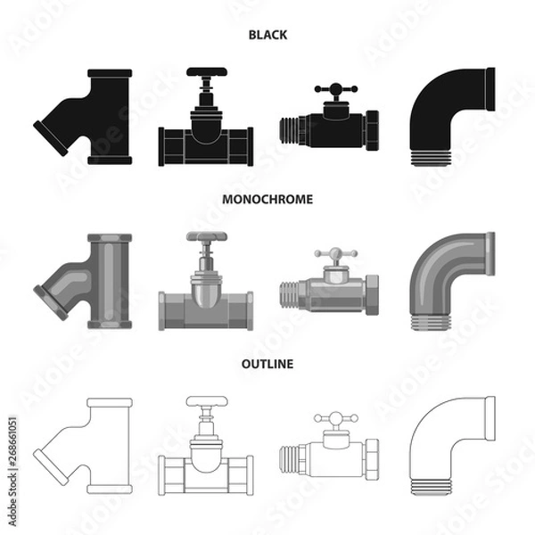 Fototapeta Vector design of pipe and tube logo. Set of pipe and pipeline stock vector illustration.