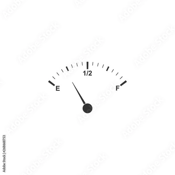 Fototapeta Motor gas gauge icon isolated. Empty fuel meter. Full tank indication. Flat design. Vector Illustration