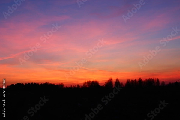 Obraz sunset over green field