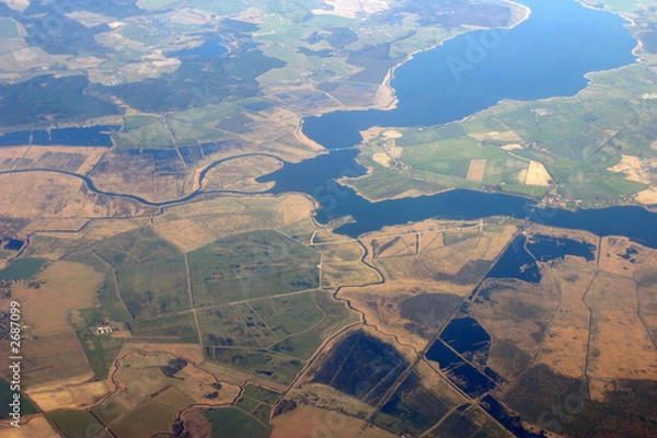 Fototapeta aerial view - fields and rivers