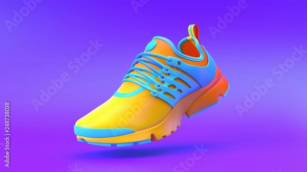 Fototapeta Multi-colored shoe on gradient background, 3d rendering..