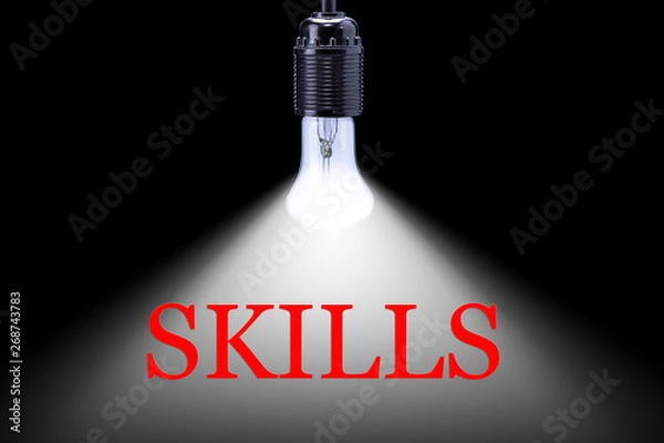 Fototapeta Skill concept. This image is useful in business success. Iightbulb-symbol idea successful.