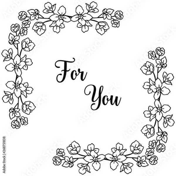 Fototapeta Vector illustration invitation card for you with drawing flower frame