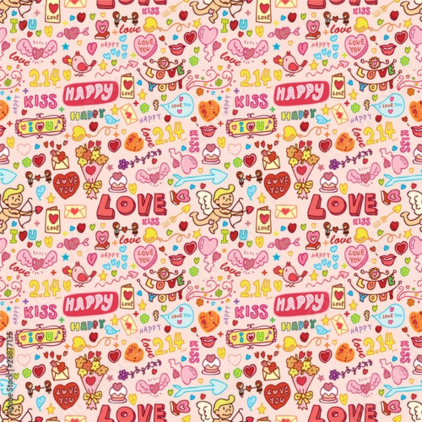 Obraz cute love element seamless pattern