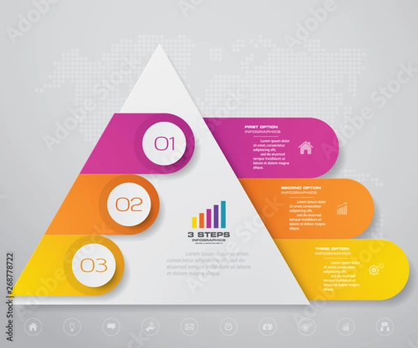 Fototapeta 3 steps pyramid with free space for text on each level. infographics, presentations or advertising. EPS10.	