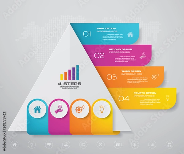 Fototapeta 4 steps pyramid with free space for text on each level. infographics, presentations or advertising. EPS 10.	