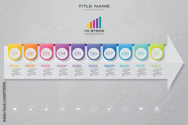 Obraz 10 steps of arrow infografics template. for your presentation.