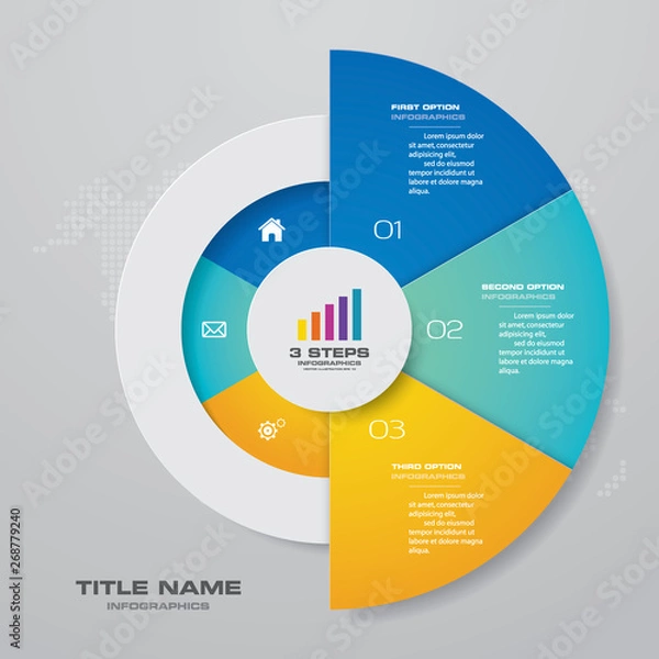 Obraz 3 steps half cycle chart infographics elements for data presentation. 
