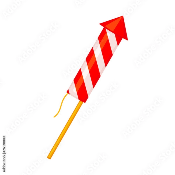 Obraz Colorful cartoon thin firework rocket