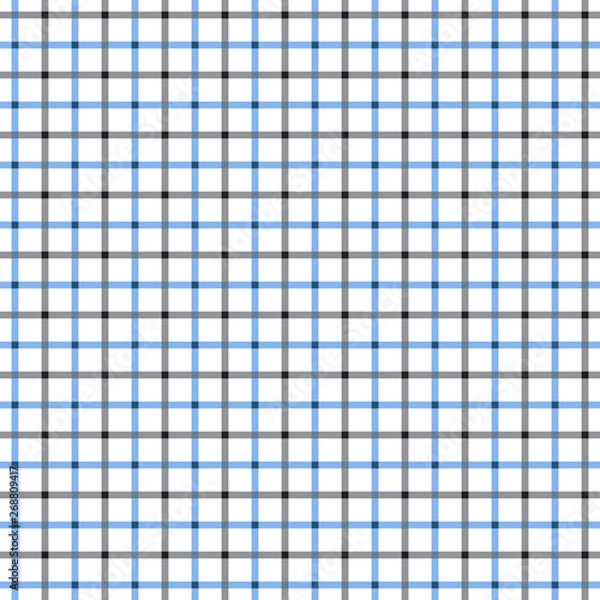 Fototapeta Light Blue and Black Tattersall Check Pattern. Men's Shirt Fashion Textile Fabric. Repeating Tile Plaid Pattern.