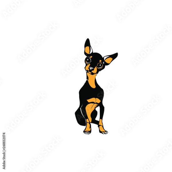 Fototapeta Little black vector dog. And it look