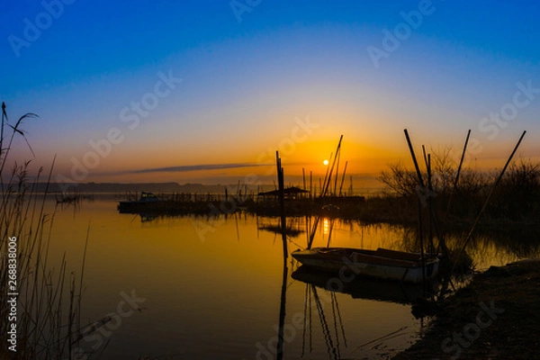Fototapeta 千葉 印旛沼 沼 湖沼 朝焼け 夜明け 早朝 幻想的 風景