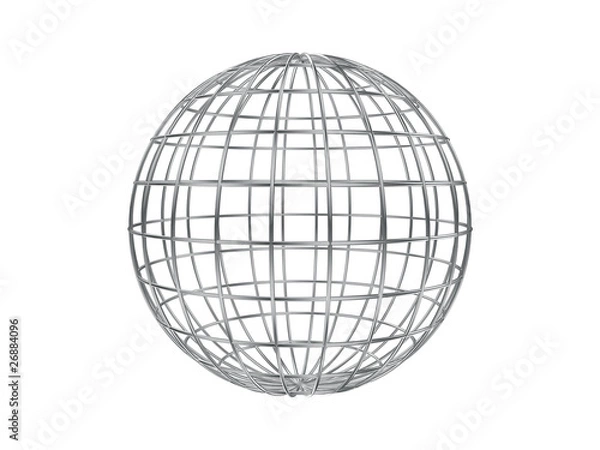 Obraz metal globe wireframe