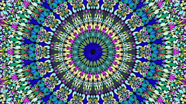Fototapeta Colorful abstract floral ornate mandala background - ethnic vector graphic