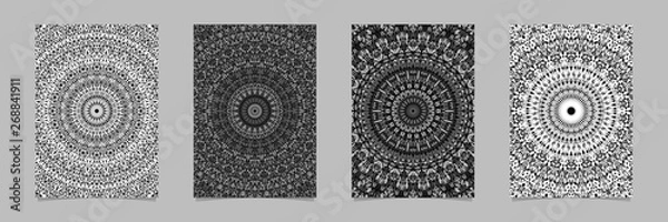 Fototapeta Grey abstract petal ornate mandala flyer background template set - vector stationery illustrations