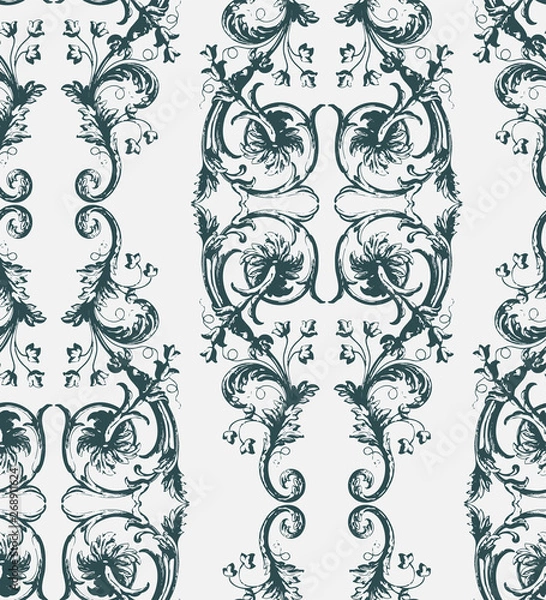 Fototapeta shabby abstract damask seamless vector victorian pattern wallpapper