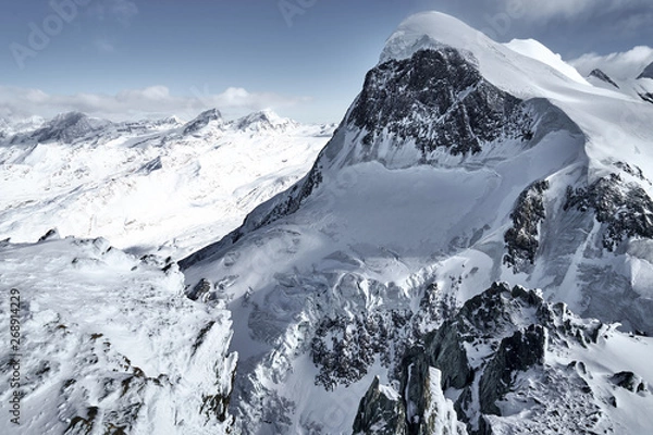 Fototapeta the summit of Breithorn with glaciers, snow and cliffs  , Alps, Switzerland, Europe