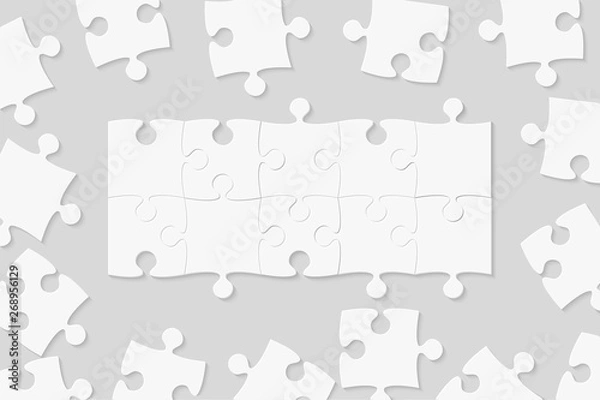 Fototapeta Background with puzzle grey mosaic, details, items